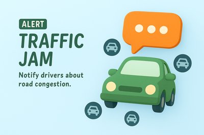 3D Illustration of Traffic Jam Alert Concept