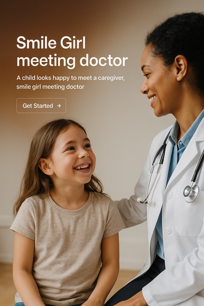 Joyful Child Meeting Doctor for Care