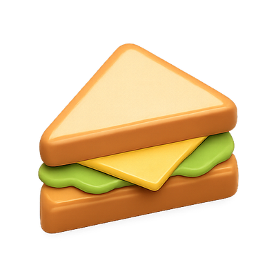 3D Illustration of a Stylized Sandwich
