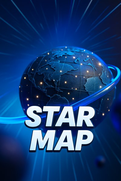 Dynamic Star Map with 3D Elements and Vibrant Colors