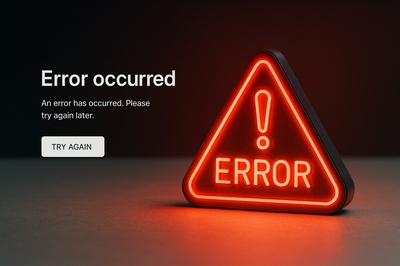 Stylish Neon Error Triangle Illustration for Web Page Design