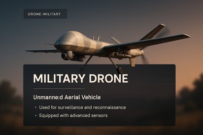 3D Military Drone Illustration with Design Elements