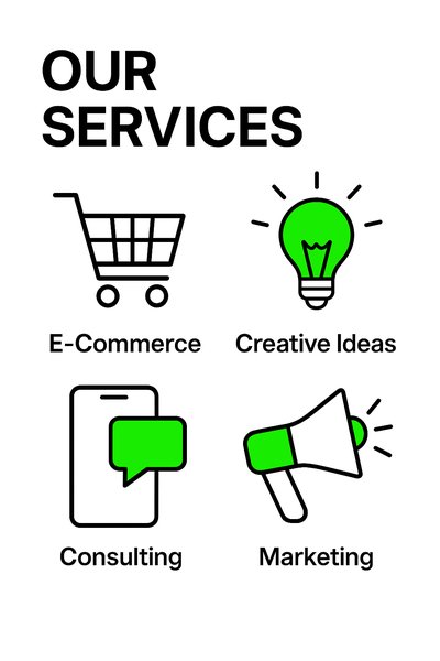 Service Offerings Infographic with Icons and Text