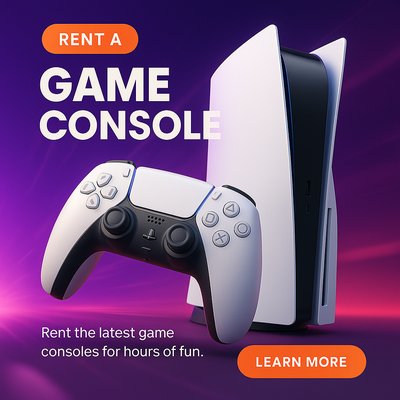 Promotional Banner for Game Console Rental Service
