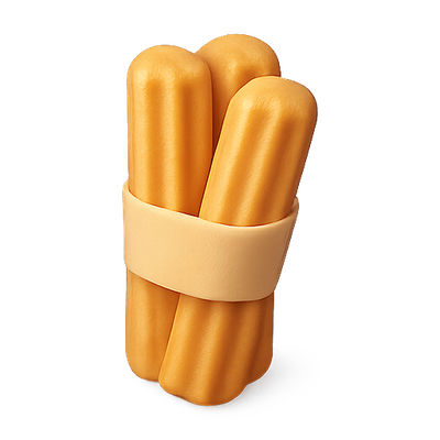 Realistic 3D Render of Cheesy Snack Sticks