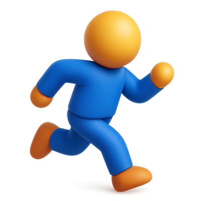 Dynamic 3D Running Icon with Vibrant Colors