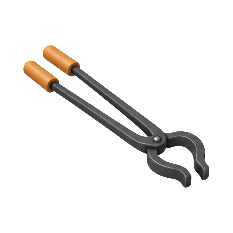 long foundry tongs in use