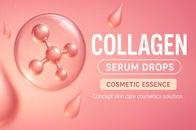 Cosmetic Serum Promotional Graphic Featuring Collagen Molecule