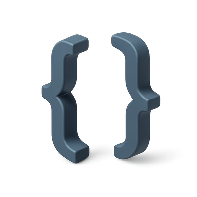 3D Curly Braces Icon with Isometric View