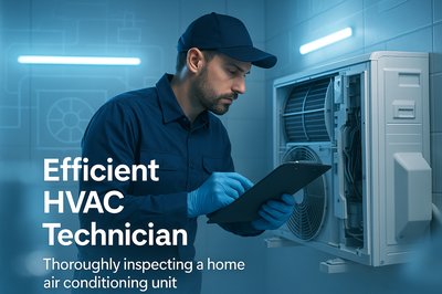 Professional HVAC Technician Inspecting Air Conditioning Unit