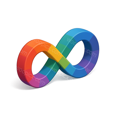 Colorful 3D Neurodiversity Infinity Symbol in Isometric View