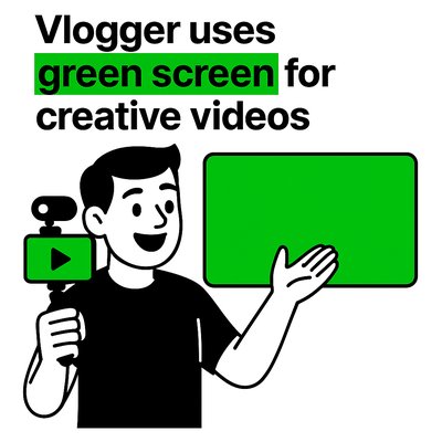 Illustration of Vlogger Using Green Screen for Creative Content