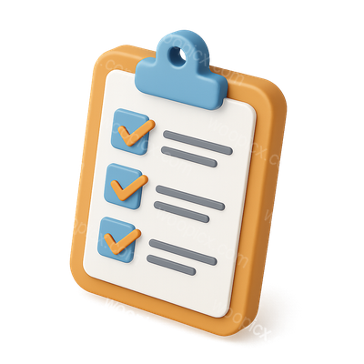 3D Icon Design of a Clipboard with Checkmarks