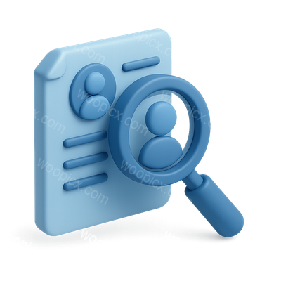 Stylish 3D Job Search Icon with Magnifying Glass