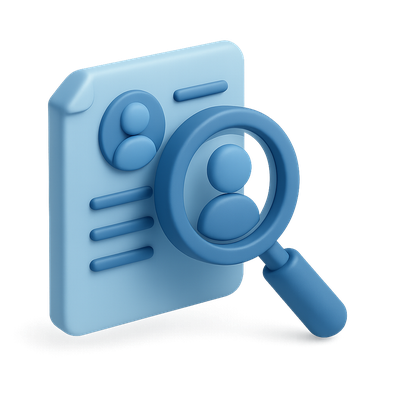 Stylish 3D Job Search Icon with Magnifying Glass