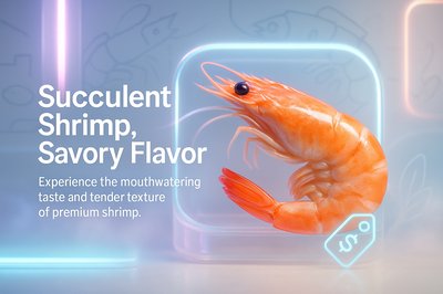 Promotional Image Featuring Fresh Shrimp with Modern Design
