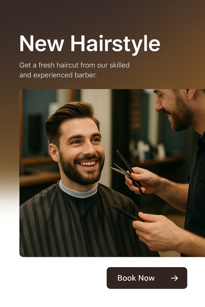Stylish Haircut at a Barbershop with a Happy Model