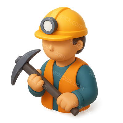 3D Miner Icon for Digital Assets and Games