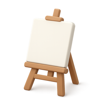 Stylish Isometric Easel Icon with Canvas in 3D View