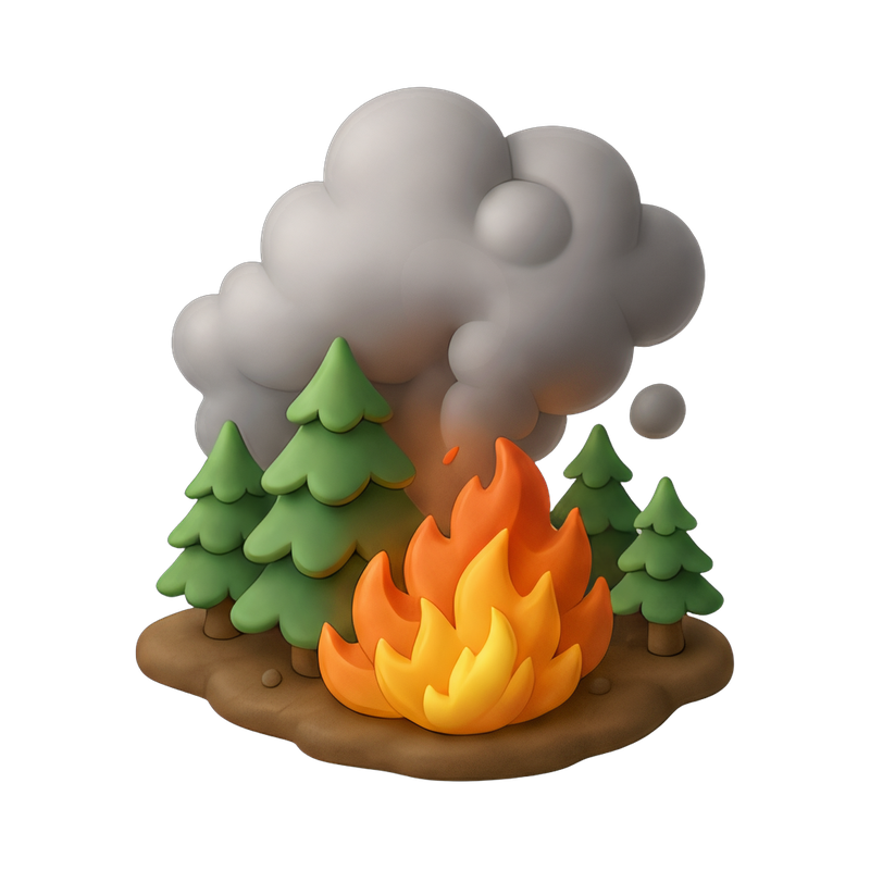 wildfire with dramatic smoke