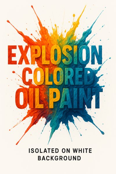 Dynamic Oil Paint Explosion Graphic on White Background
