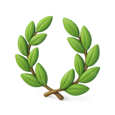 Stylized 3D Laurel Leaves Icon with Isometric View