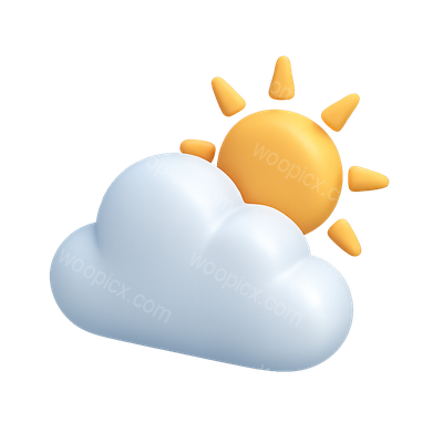 3D Icon of a Cloud with Sun Behind It in Isometric View