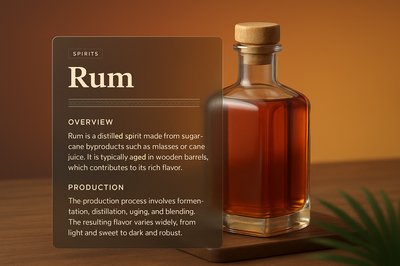 3D Illustration of Rum Bottle with Glass Effect