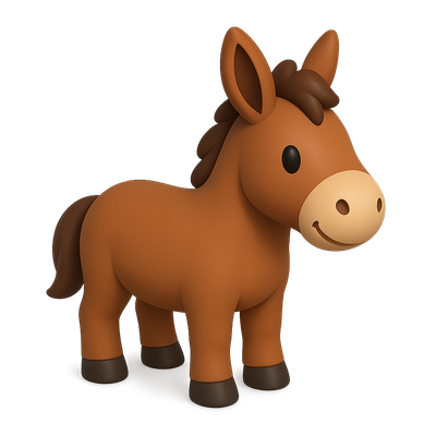 3D Mule Icon with Isometric Design and Volumetric Feel
