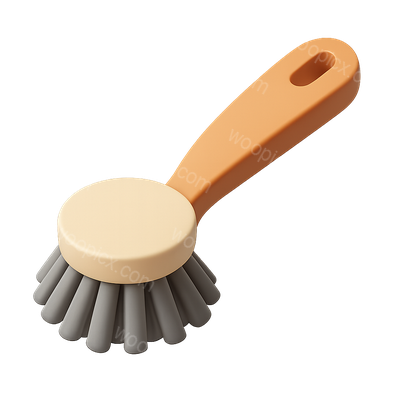 Stylish 3D Dish Brush Icon Design