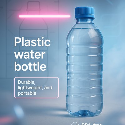 Modern Plastic Water Bottle Mockup with Clean Design