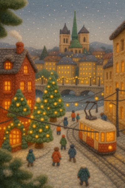 Winter Woolen Scene in Geneva City Centre