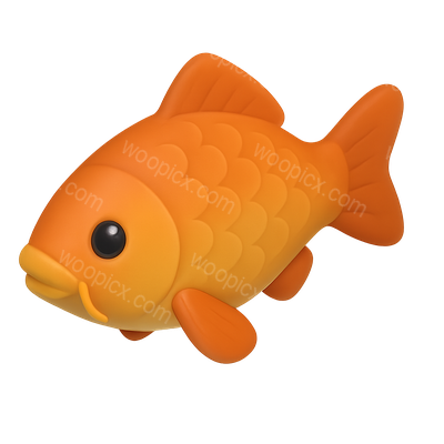 Vibrant 3D Carp Icon with Isometric Design