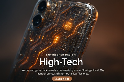 Hyperrealistic Glass Mechanism with Glowing LEDs and Metallic Elements