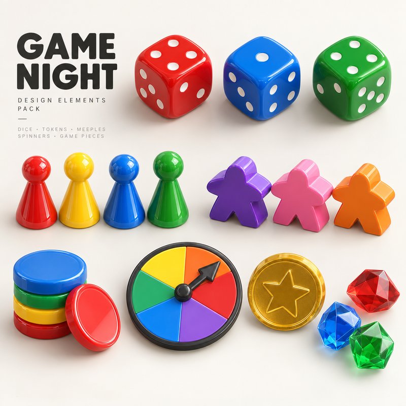 colorful 3D game elements