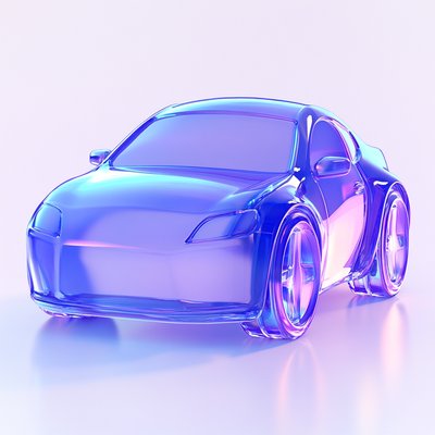 Futuristic Transparent Car Render with Vibrant Colors