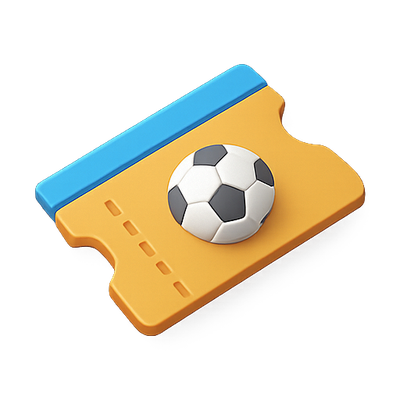 3D Soccer Ticket Icon with Ball Design