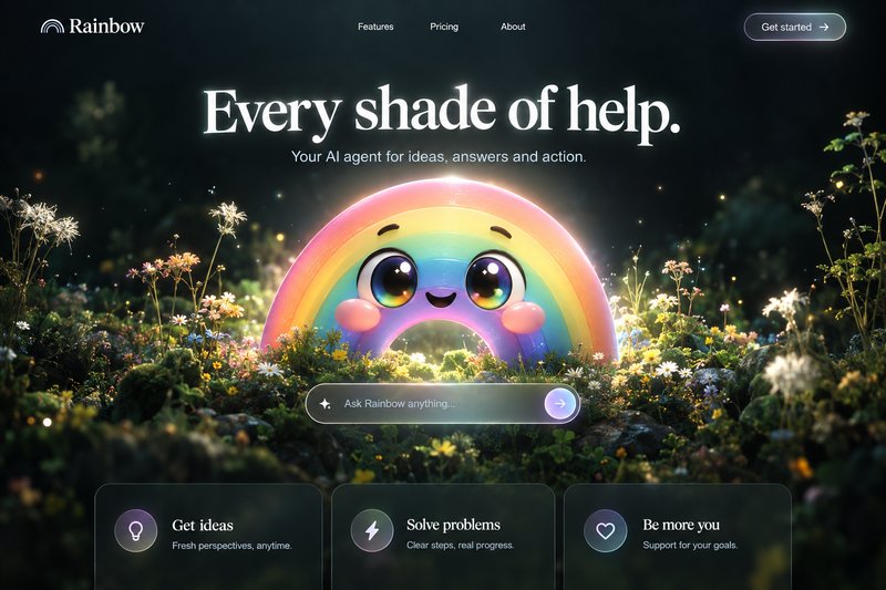 Colorful AI agent landing page