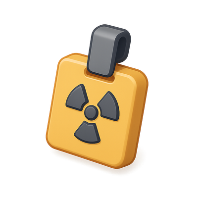 3D Dosimeter Badge Icon with Radiation Symbol