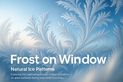 Stunning Frost Patterns on Window Pane Against Morning Sky