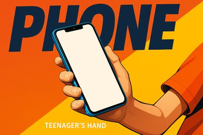 Vibrant Blue Phone Held by Teen in Bold Composition