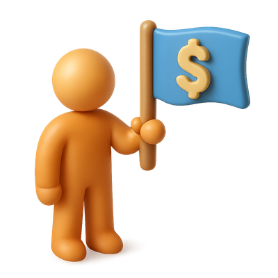 3D Icon of a Person Holding Dollar Flag