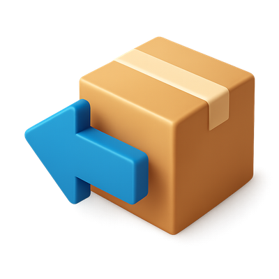 3D Left Arrow Icon Emerging from a Box