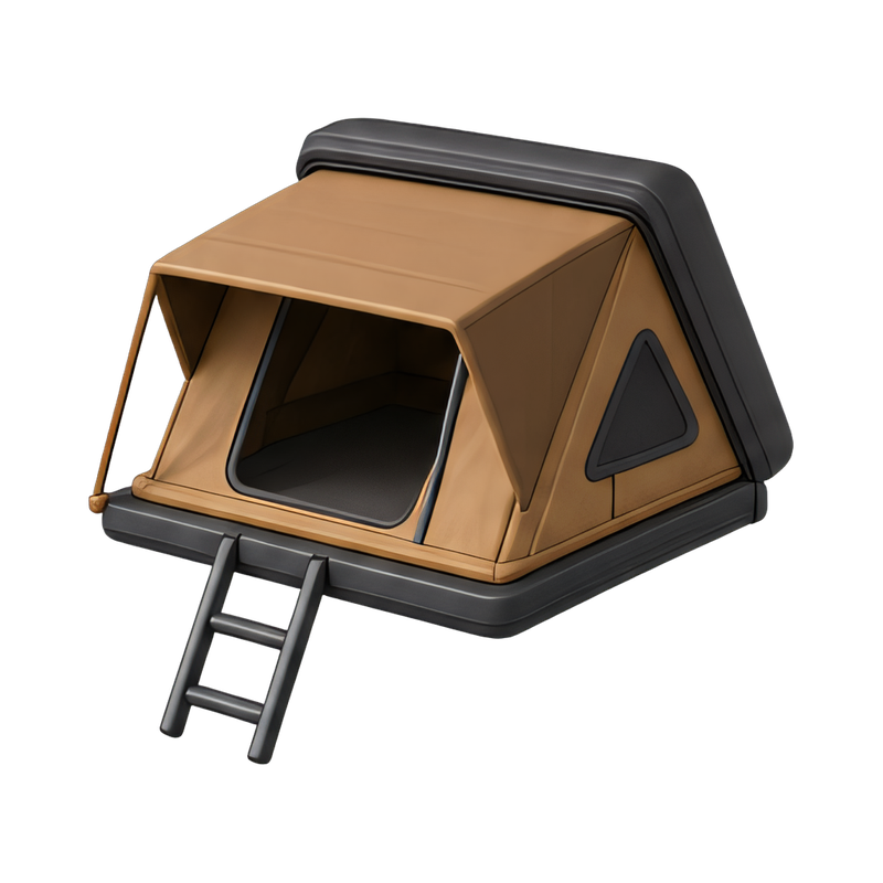 open rooftop tent in nature