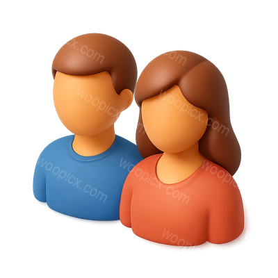 Stylized 3D Icon of a Couple in Isometric View