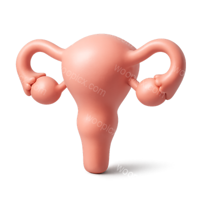 Stylized 3D Uterus Icon with Volumetric Design