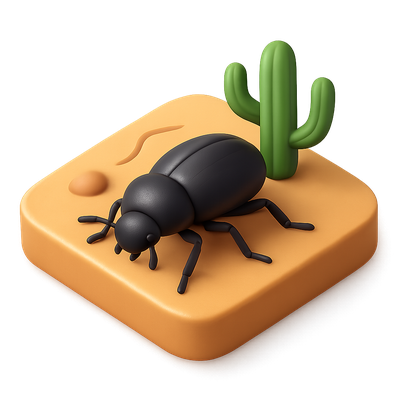 3D Illustration of a Beetle on a Desert Tile