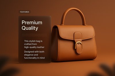 Stylish Leather Bag with Glass Effect Design