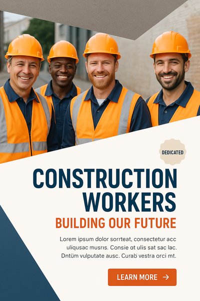 Smiling Construction Workers in Uniforms