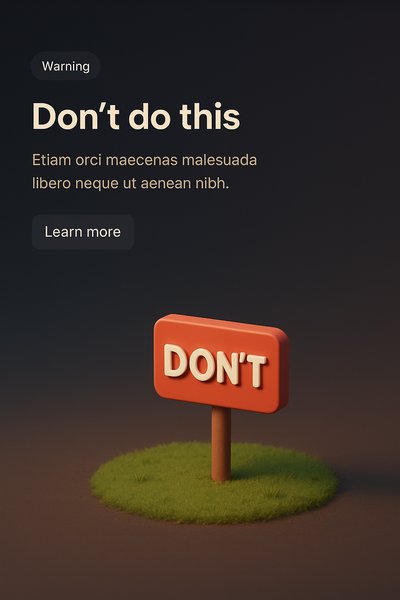 Detailed 3D Scene with Warning Sign and Text Elements